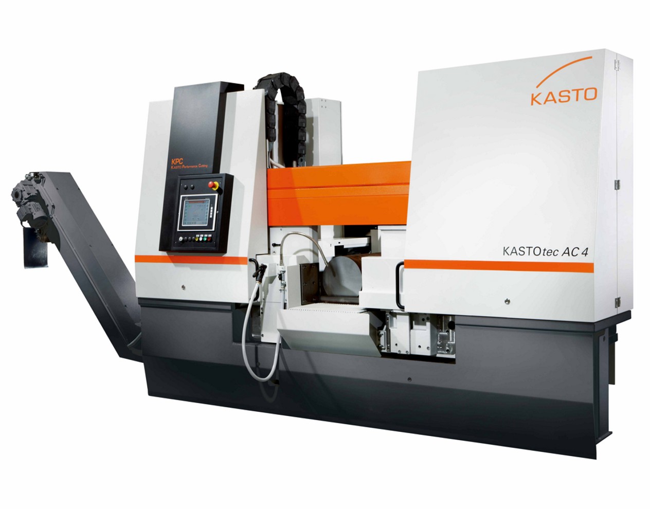 Segatrice CNC KASTOtec per elevate produzioni con lame a nastro bimetalliche e TCT 